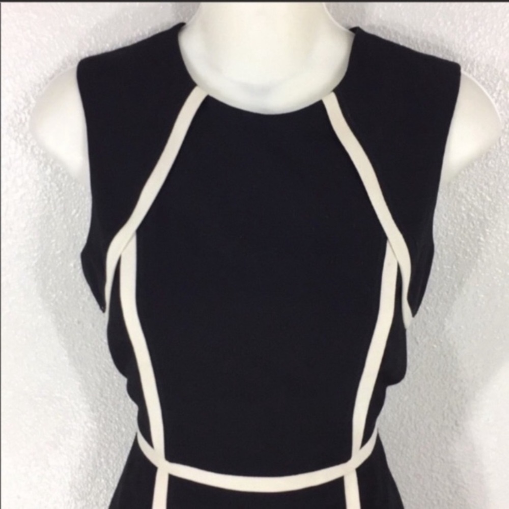 Calvin Klein black white frame trim sleeveless sheath dress 4 - Picture 3 of 9